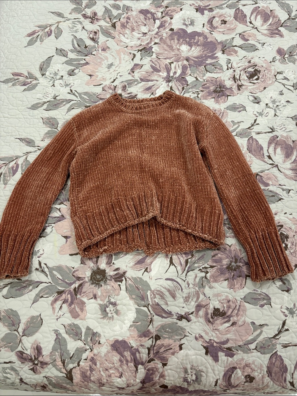 Cozy Chenille Cropped Sweater - Rust